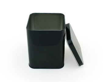 中国 緩い茶貯蔵のための68x68x89mmの金属の黒い正方形の錫箱の容器、金属の貯蔵の錫 サプライヤー